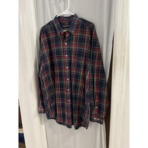 Britches Red Blue Plaid Long Sleeve Button Up Shirt Sz Xl